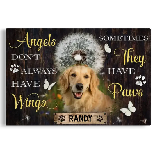 Angels Don’t Always Have Wings – Custom Dog Memorial Canvas - PersonalizedFury