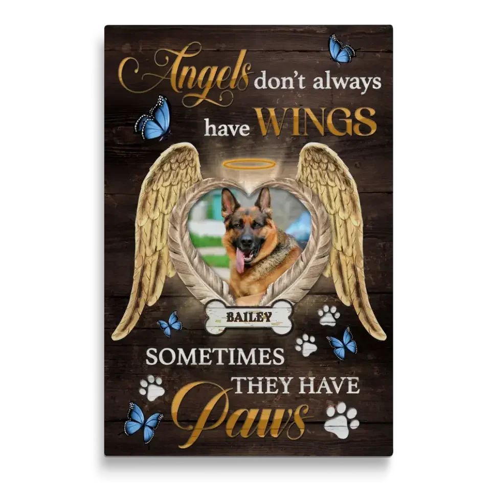 Custom Dog Memorial Gift– Angels Don’t Always Have Wings Canvas - PersonalizedFury