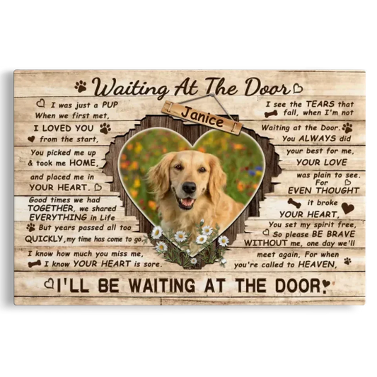 Custom Pet Memorial Canvas - Waiting At The Door Dog Loss Gift - PersonalizedFury