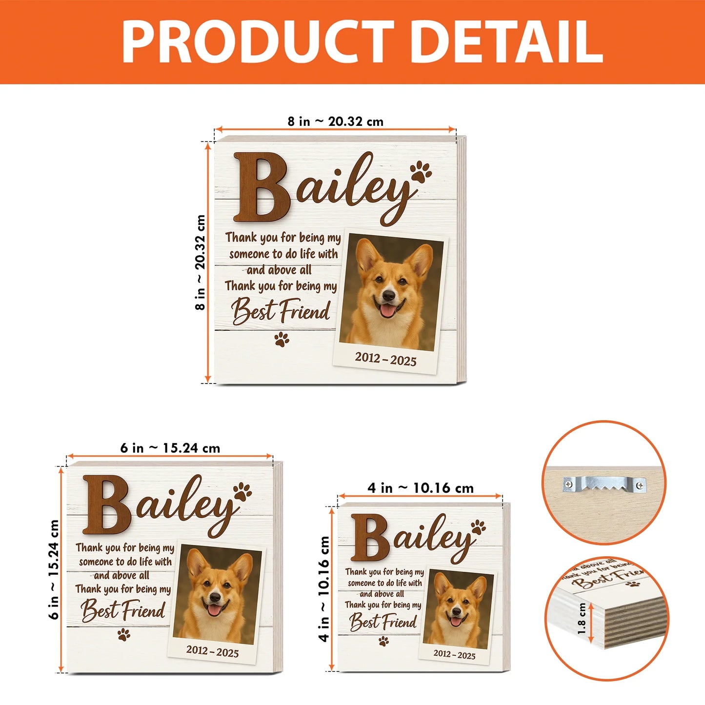 Dog Memorial Gift – Custom Dog Photo Block with Best Friend Quote