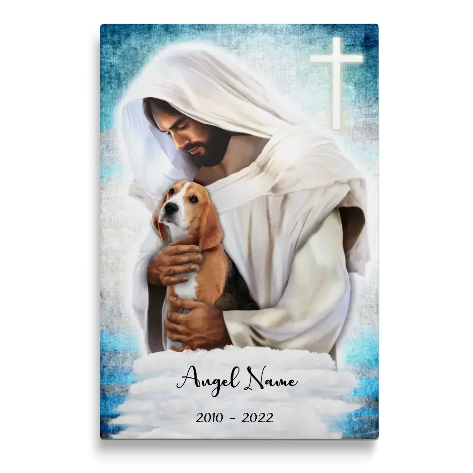 Jesus with Dogs in Heaven - Pet Memorial Canvas Gift - PersonalizedFury