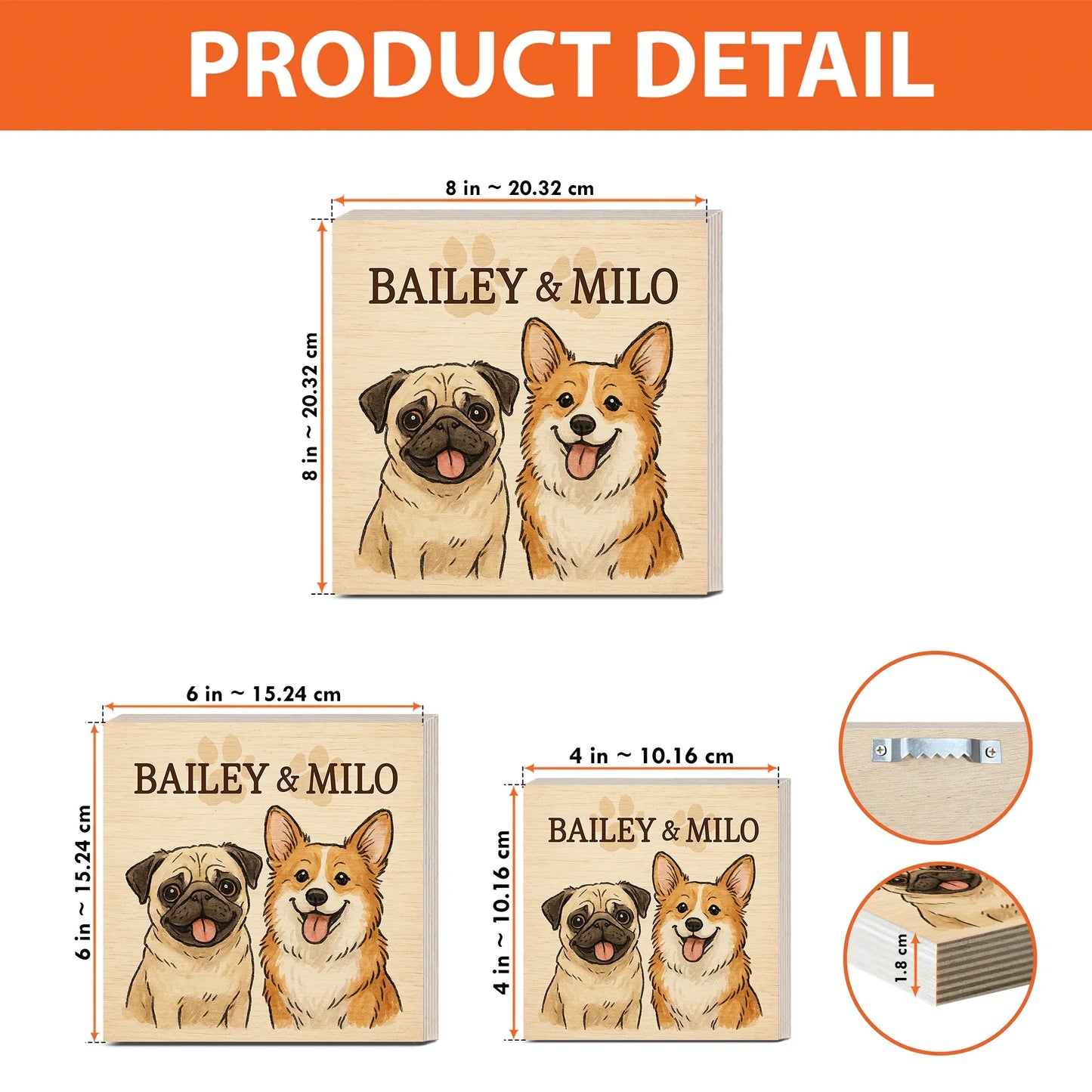 Custom Dog Portrait – Cartoon Wooden Photo Block for Pet Lovers