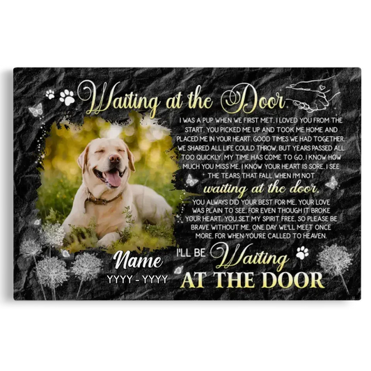 Dog Memorial Gift – Custom Photo Canvas Waiting at the Door - PersonalizedFury