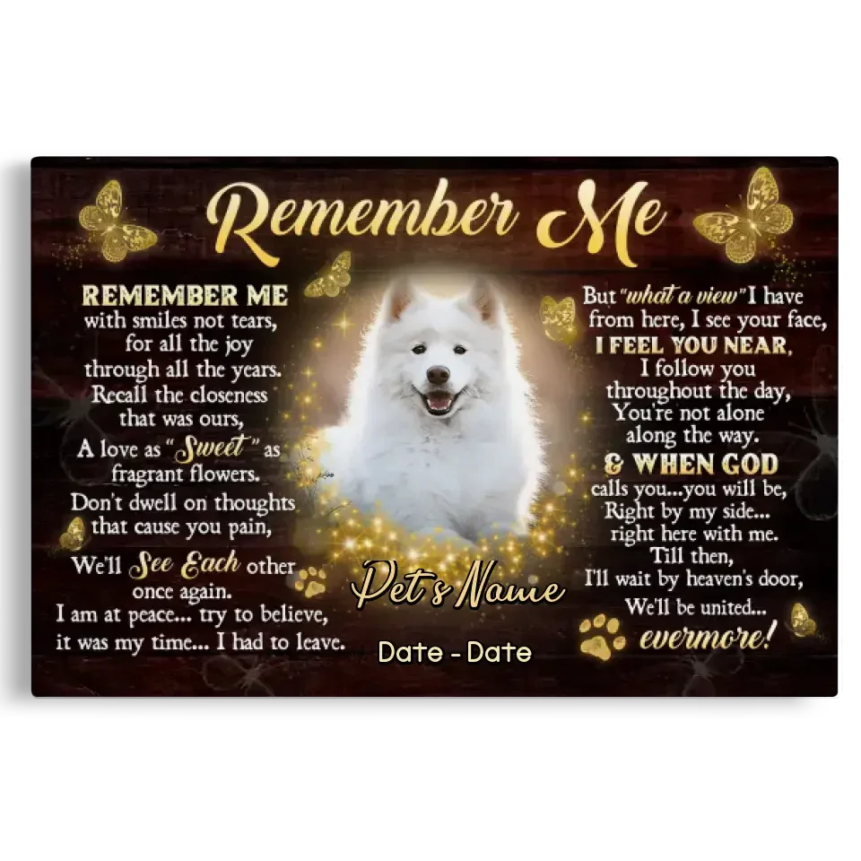 Custom Pet Loss Canvas – “Remember Me” Poem with Photo & Name - PersonalizedFury