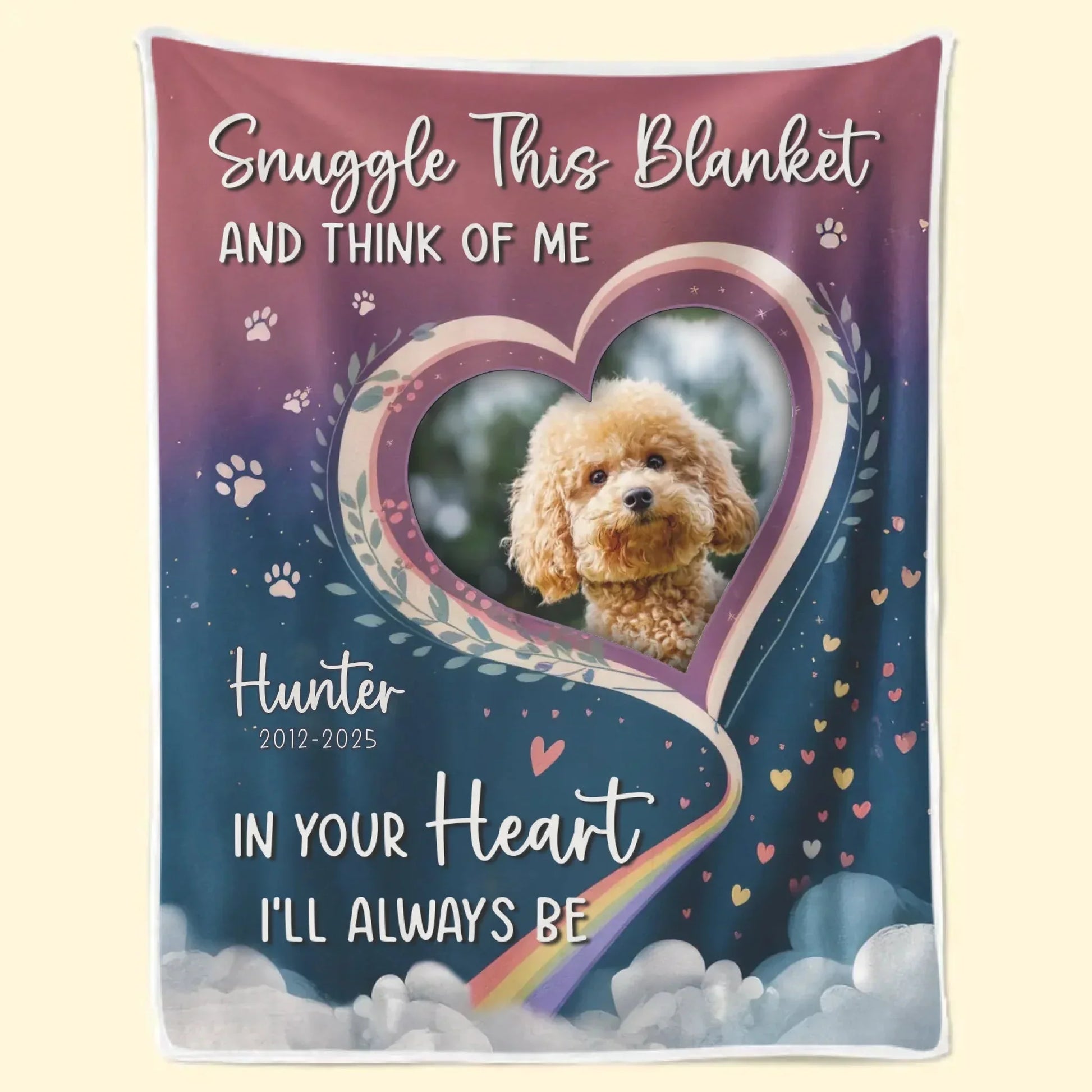 Custom Pet Memorial Gift – Snuggle this blanket & Rainbow Design - PersonalizedFury