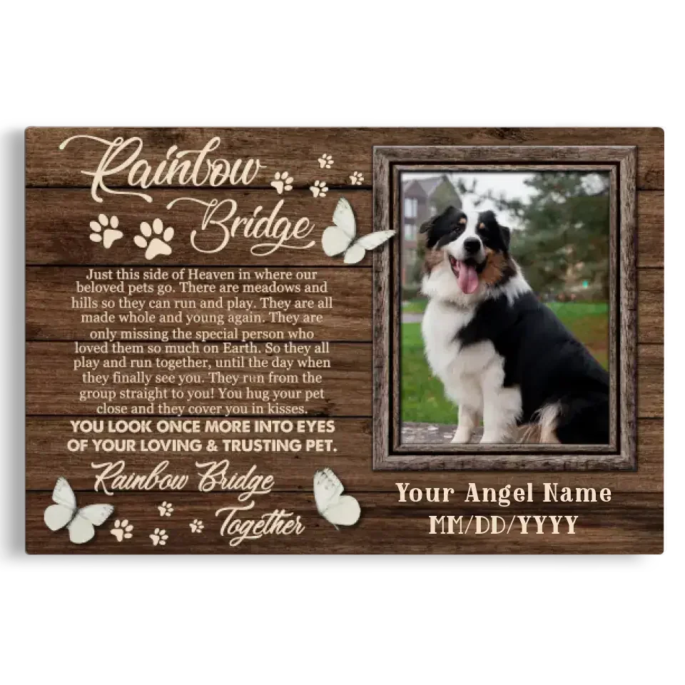Rainbow Bridge – Custom Pet Memorial Canvas with Photo - PersonalizedFury
