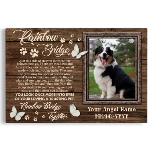 Rainbow Bridge – Custom Pet Memorial Canvas with Photo - PersonalizedFury