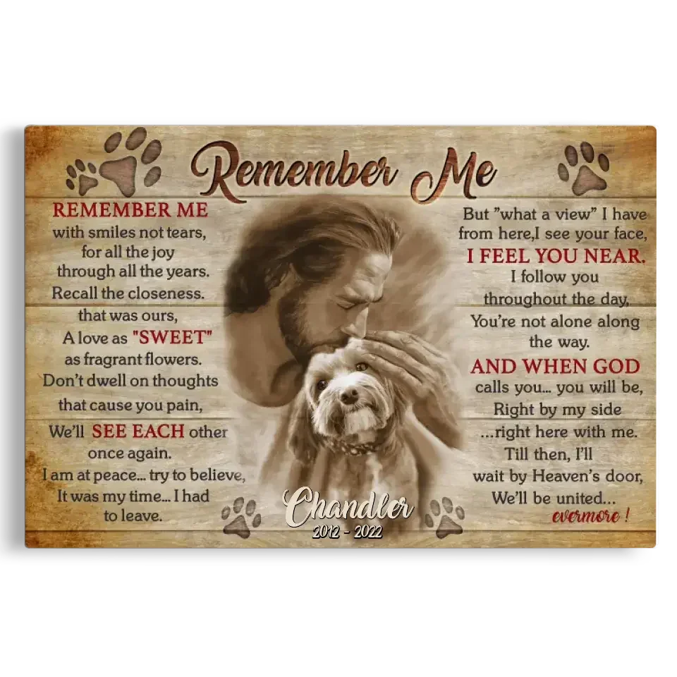Pet Memorial Canvas – Remember Me Poem | Dog Loss Gift - PersonalizedFury
