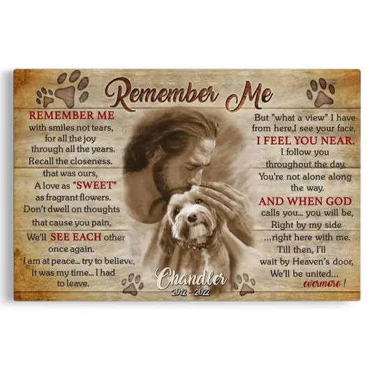 Pet Memorial Canvas – Remember Me Poem | Dog Loss Gift - PersonalizedFury