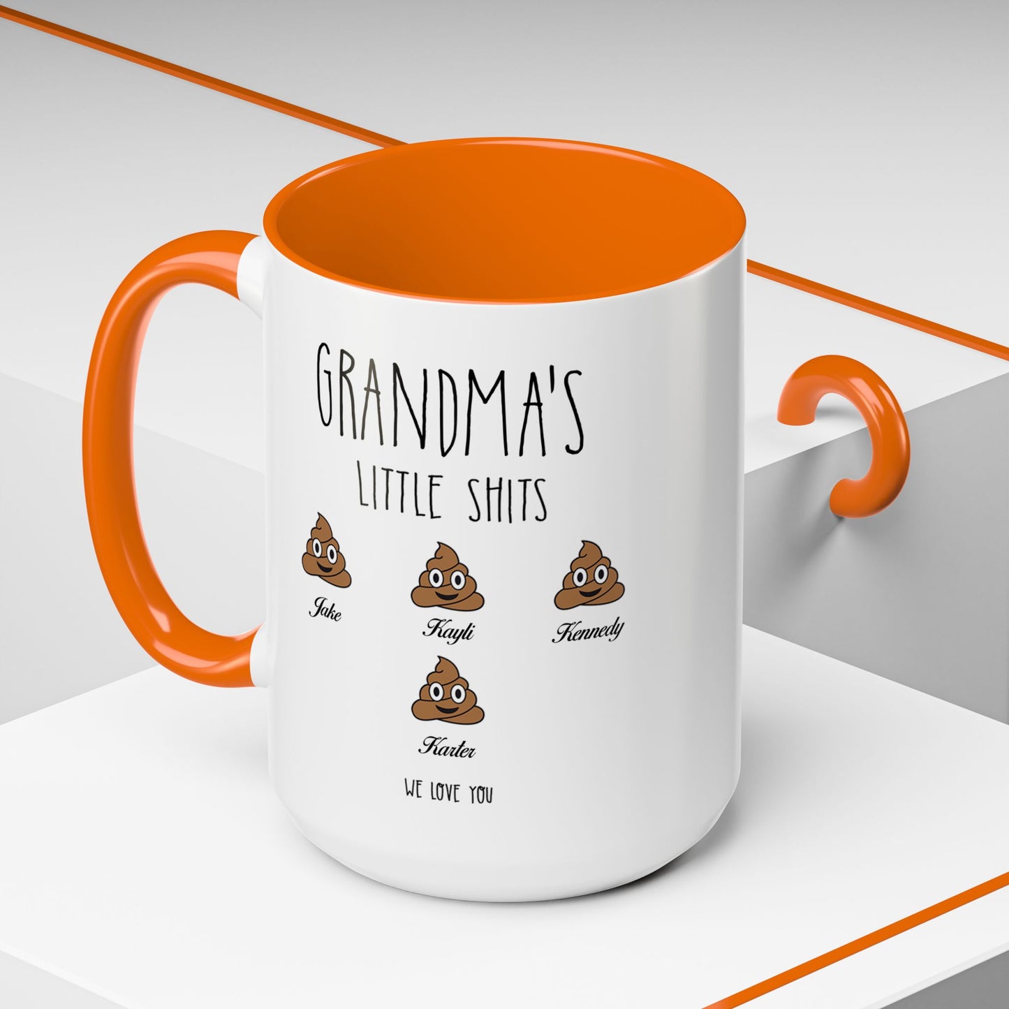 Personalized Grandma with Grandkids Names Accent Coffee Mug - PersonalizedFury