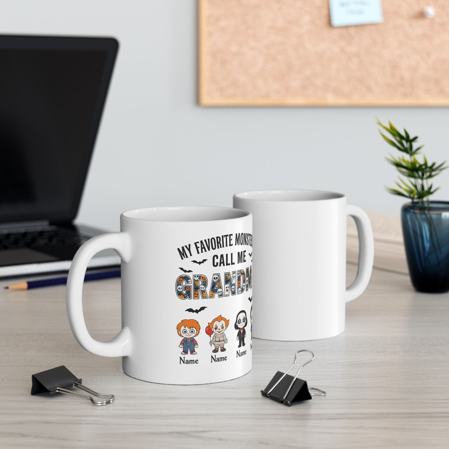 Halloween Gift for Grandma - Custom Little Monsters Coffee Mug - PersonalizedFury