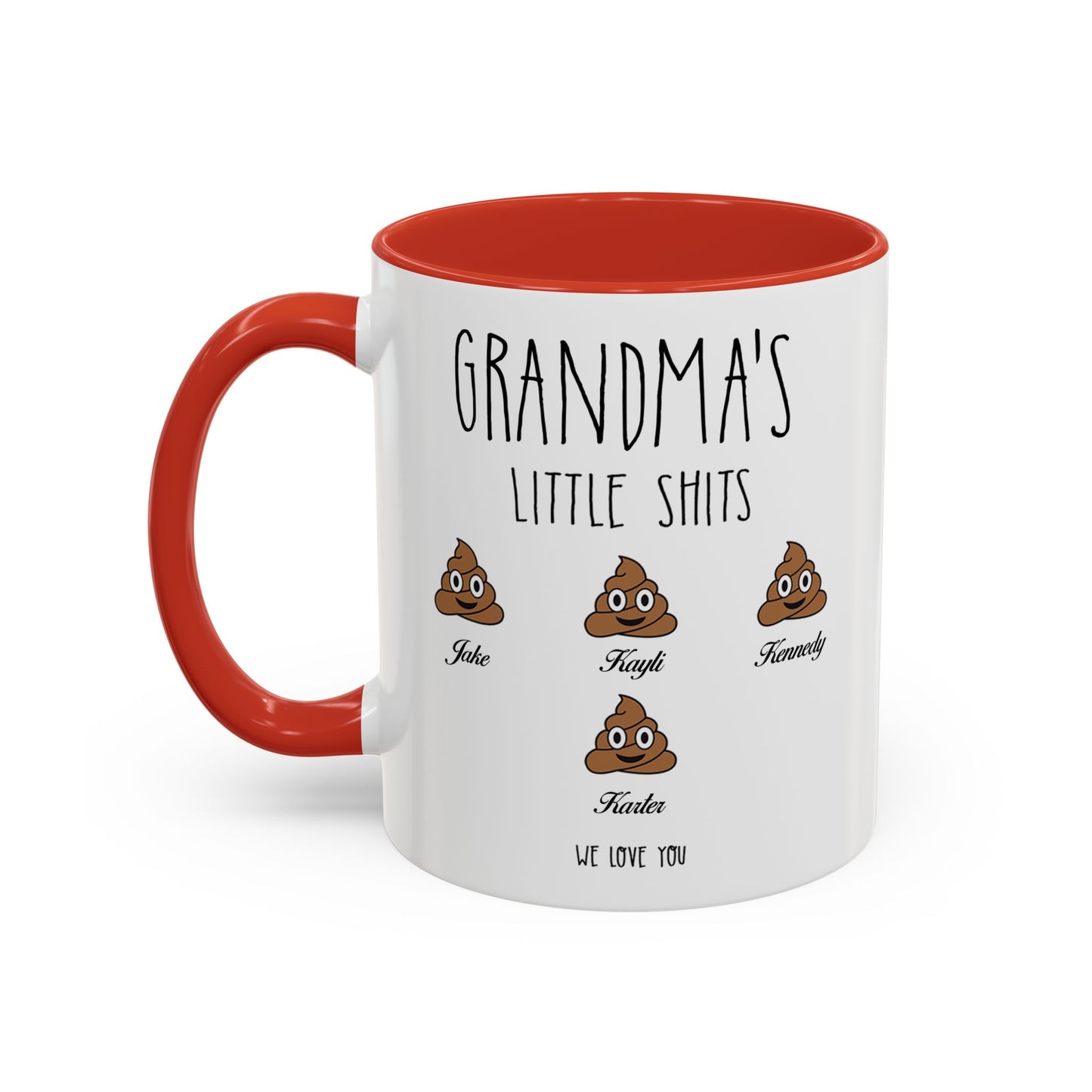 Personalized Grandma with Grandkids Names Accent Coffee Mug - PersonalizedFury
