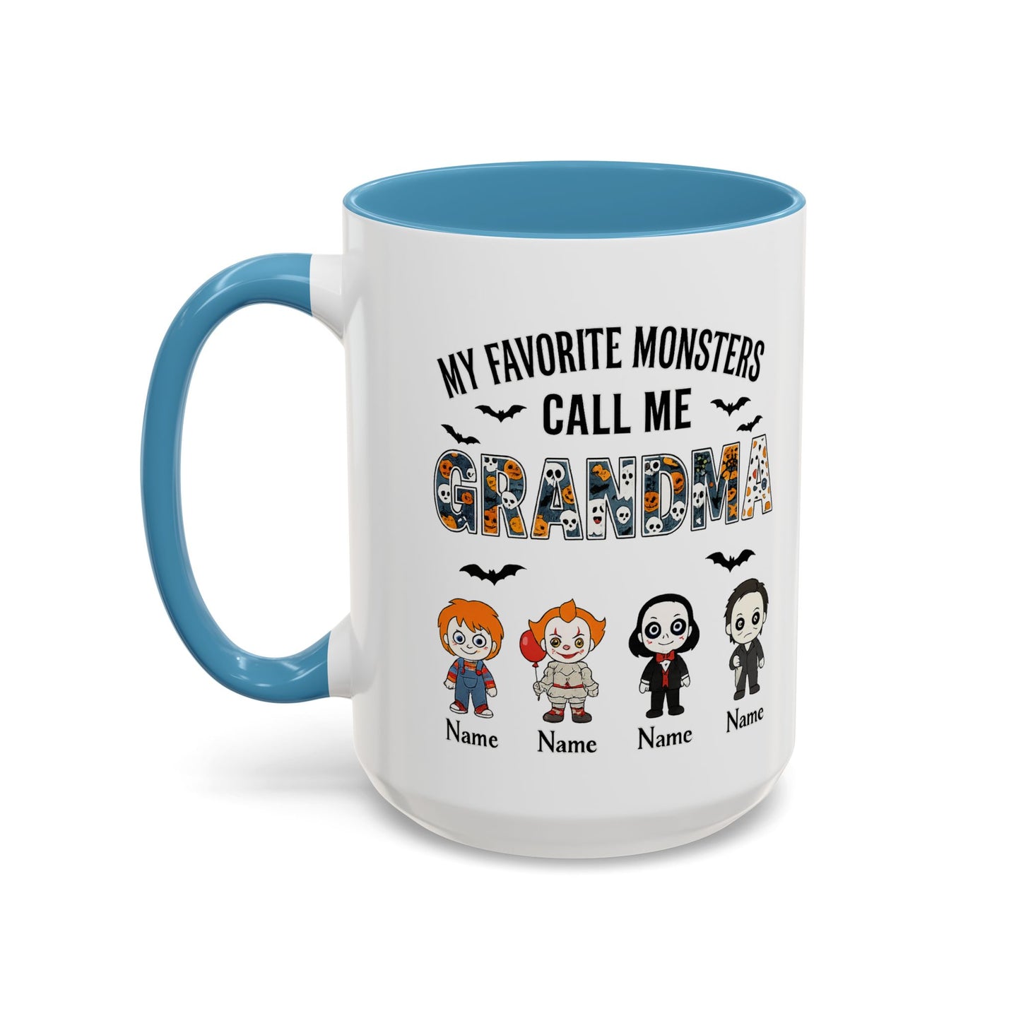 Custom My Favorite Monsters Call me Grandma Accent Coffee Mug - PersonalizedFury