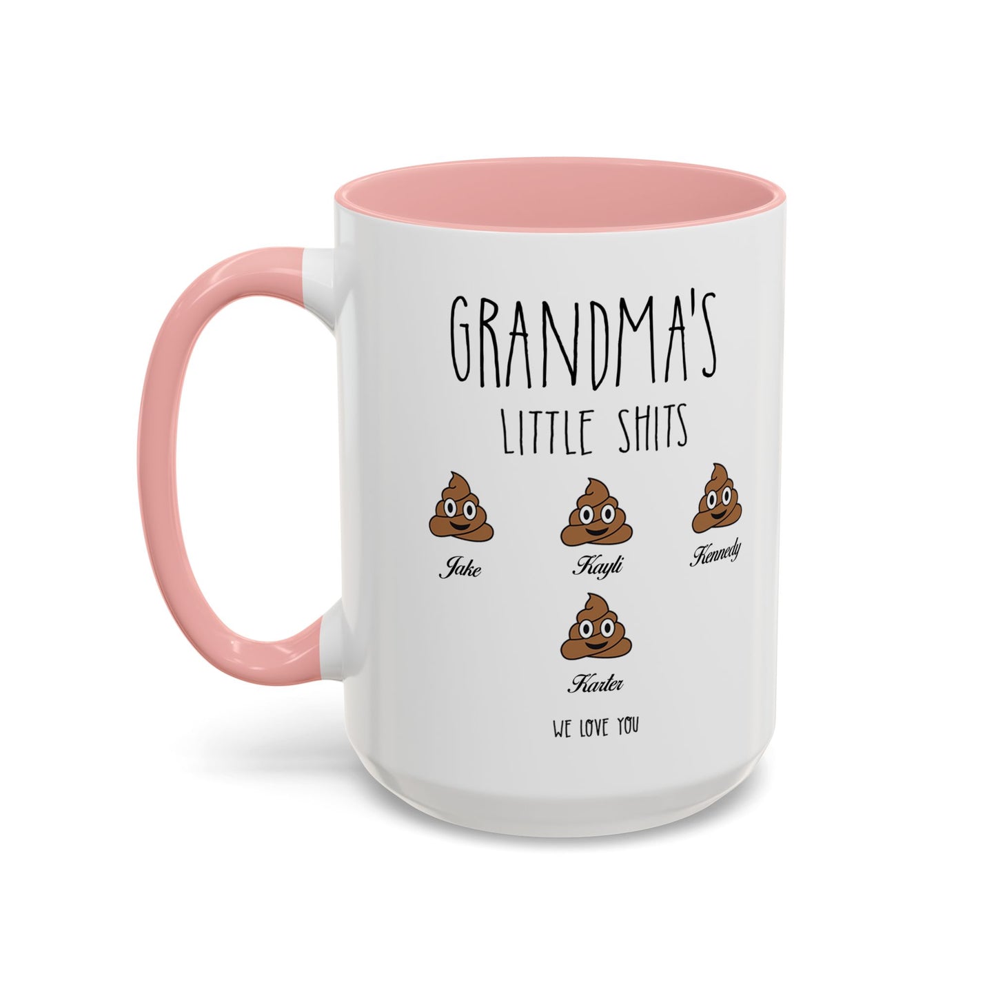 Personalized Grandma with Grandkids Names Accent Coffee Mug - PersonalizedFury