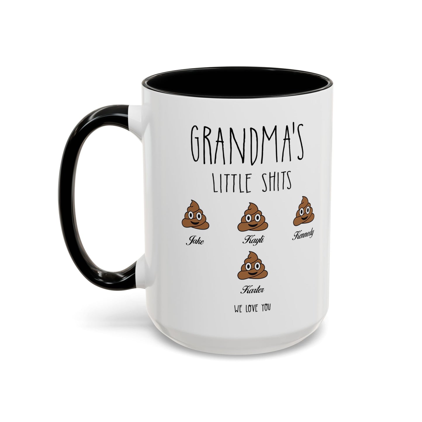 Personalized Grandma with Grandkids Names Accent Coffee Mug - PersonalizedFury