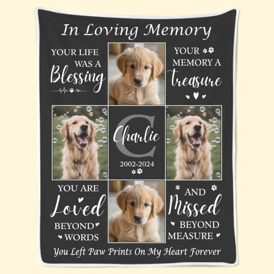 Personalized Pet Memorial Blanket – In Loving Memory Dog Memorial Gift - PersonalizedFury