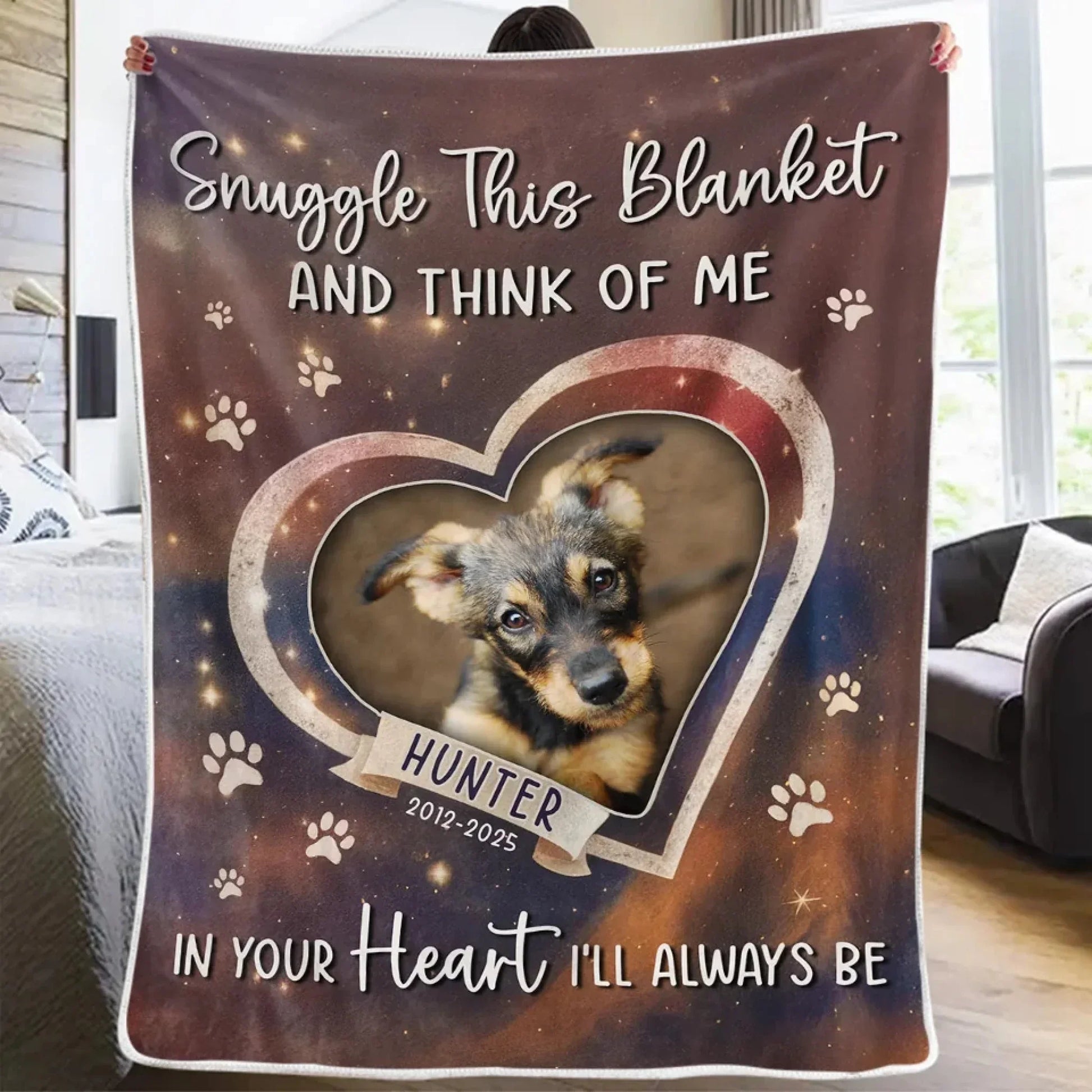 Pet Memorial Blanket – Custom Photo & “In Your Heart” Quote - Pet Loss Gift - PersonalizedFury