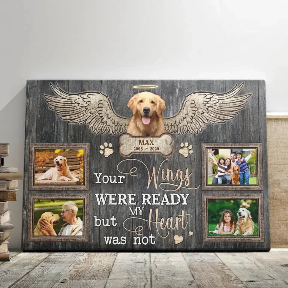 Dog Memorial Canvas – Your Wings Were Ready, Custom Photo Collage - PersonalizedFury
