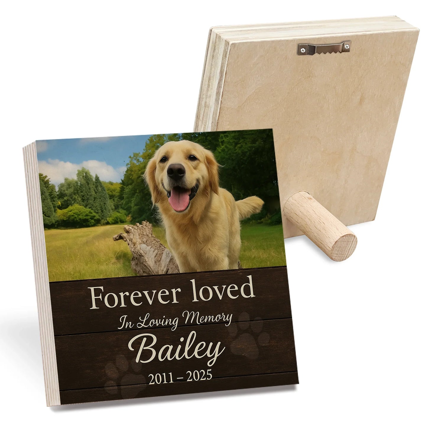 Pet Memorial Gift – Custom Wooden Photo Block with Pet’s Photo & Name