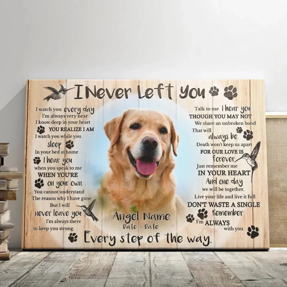 Custom Pet Memorial Canvas – I Never Left You Poem & Photo - PersonalizedFury