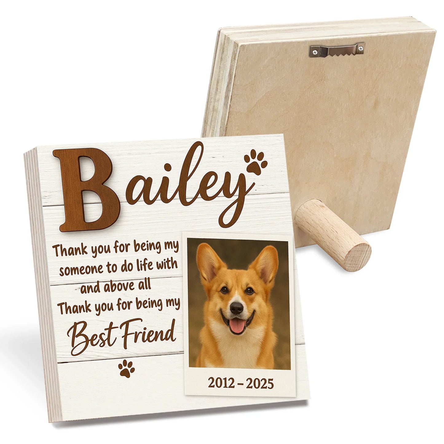 Dog Memorial Gift – Custom Dog Photo Block with Best Friend Quote