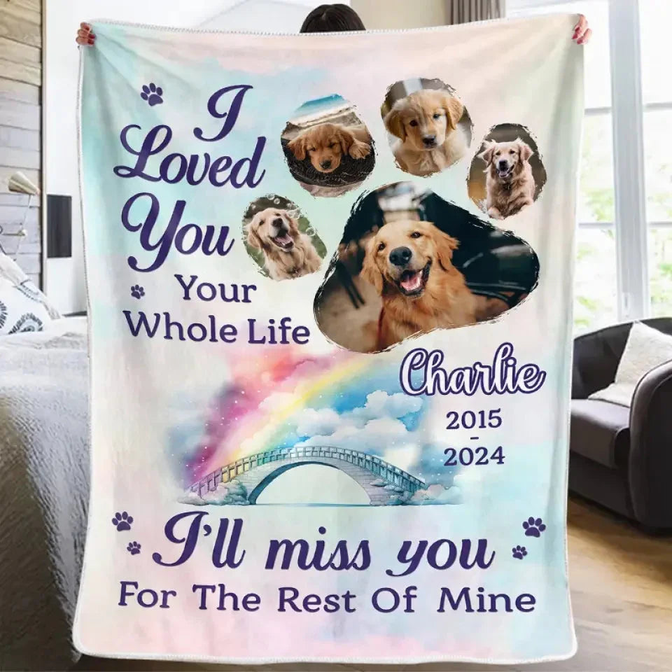 Custom Pet Remembrance Blanket – I’ll Miss You Forever Quote - PersonalizedFury