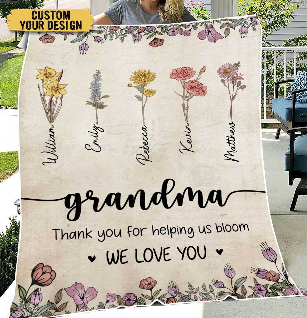 Personalized Grandma’s Garden Flower Blanket Custom Name Gift - PersonalizedFury