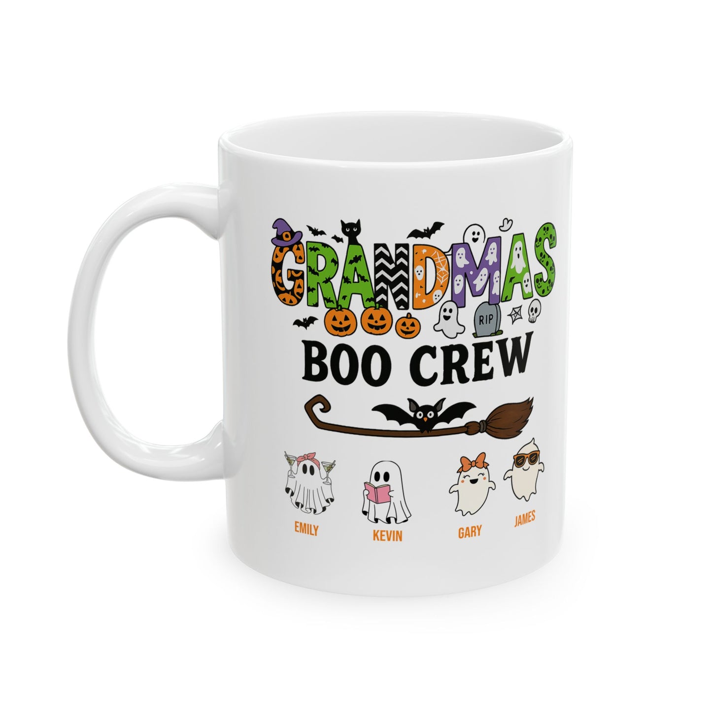 Grandma’s Boo Crew Coffee Mug – Personalized Halloween Gift with Names - PersonalizedFury