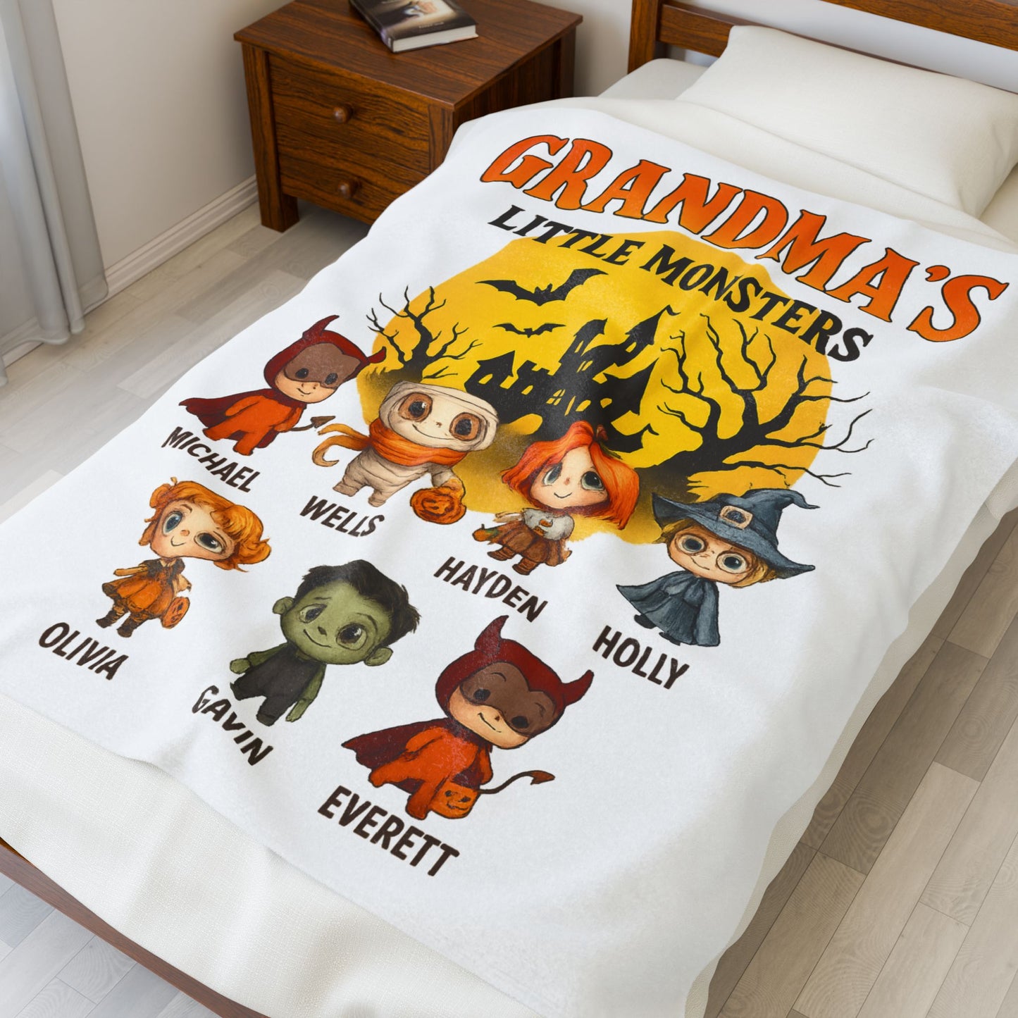 Personalized Grandma's Little Monsters with Grandkids names Blanket - PersonalizedFury