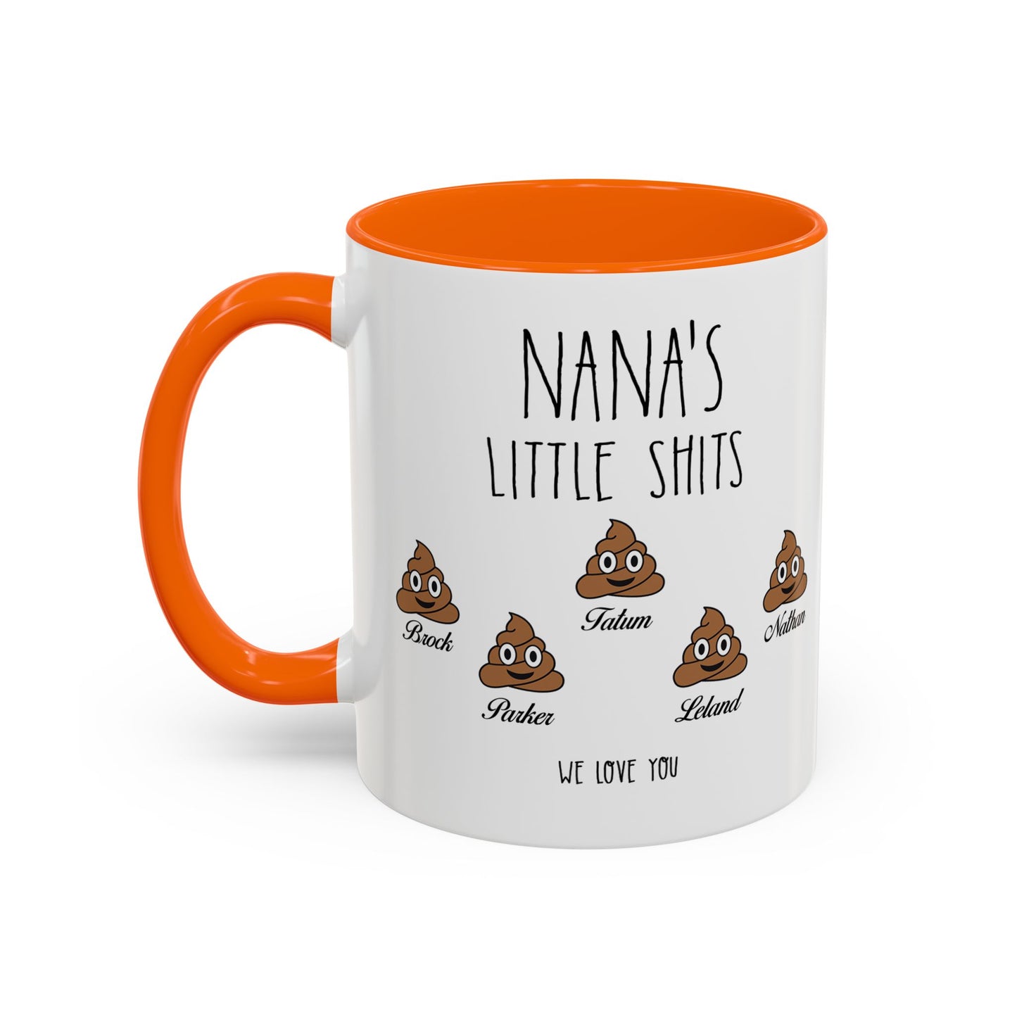 Personalized Nana with Grandkids Names Accent Coffee Mug - Gift For Family - PersonalizedFury