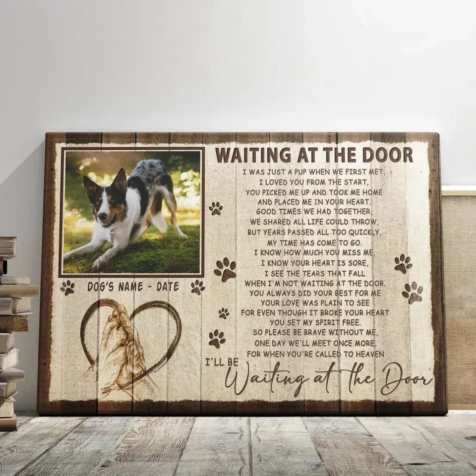 Waiting at the Door Pet Memorial Canvas – Custom Dog Photo & Name Gift - PersonalizedFury