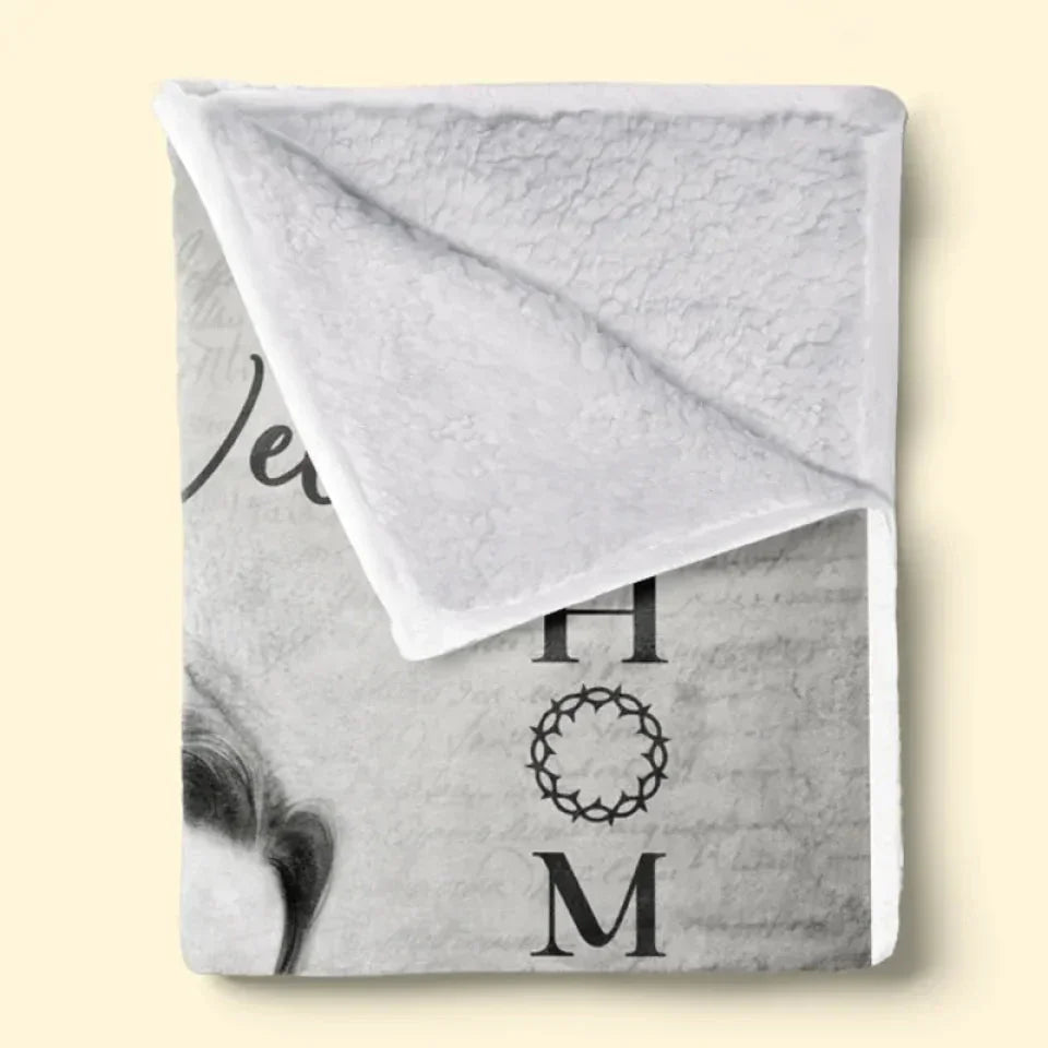 Welcome Home Dog Memorial Blanket – Jesus with Dogs In Heaven - PersonalizedFury