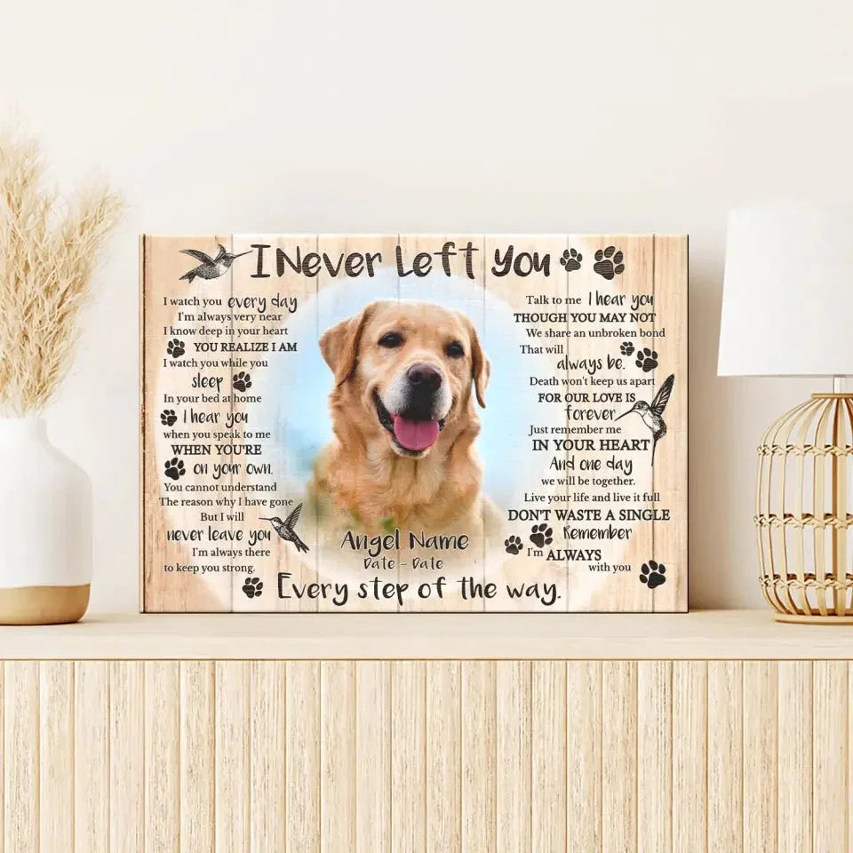 Custom Pet Memorial Canvas – I Never Left You Poem & Photo - PersonalizedFury