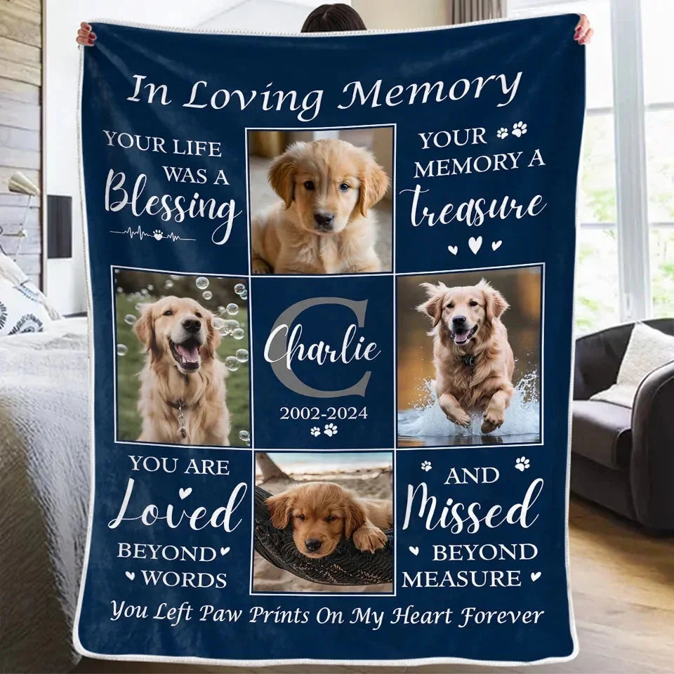 Personalized Pet Memorial Blanket – In Loving Memory Dog Memorial Gift - PersonalizedFury