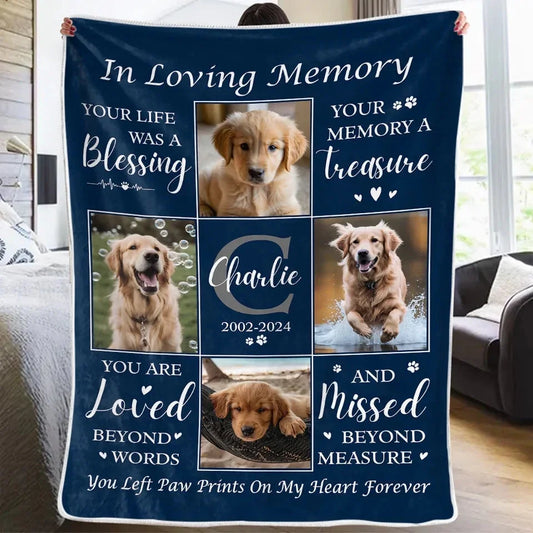 Personalized Pet Memorial Blanket – In Loving Memory Dog Memorial Gift - PersonalizedFury