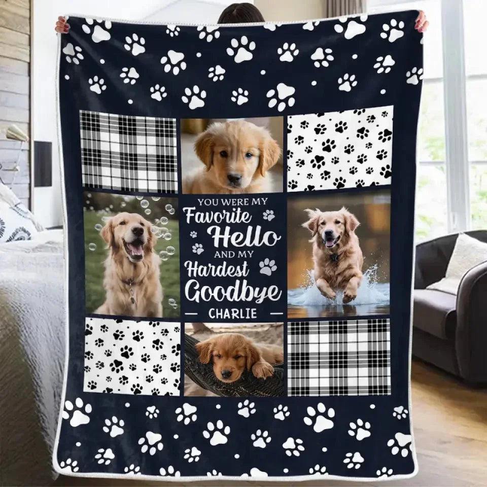 Pet Memorial Photo Blanket – Favorite Hello Hardest Goodbye - PersonalizedFury