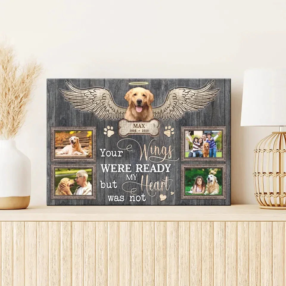 Dog Memorial Canvas – Your Wings Were Ready, Custom Photo Collage - PersonalizedFury