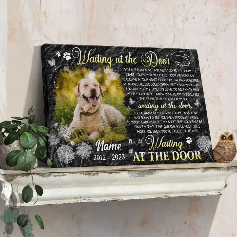 Dog Memorial Gift – Custom Photo Canvas Waiting at the Door - PersonalizedFury