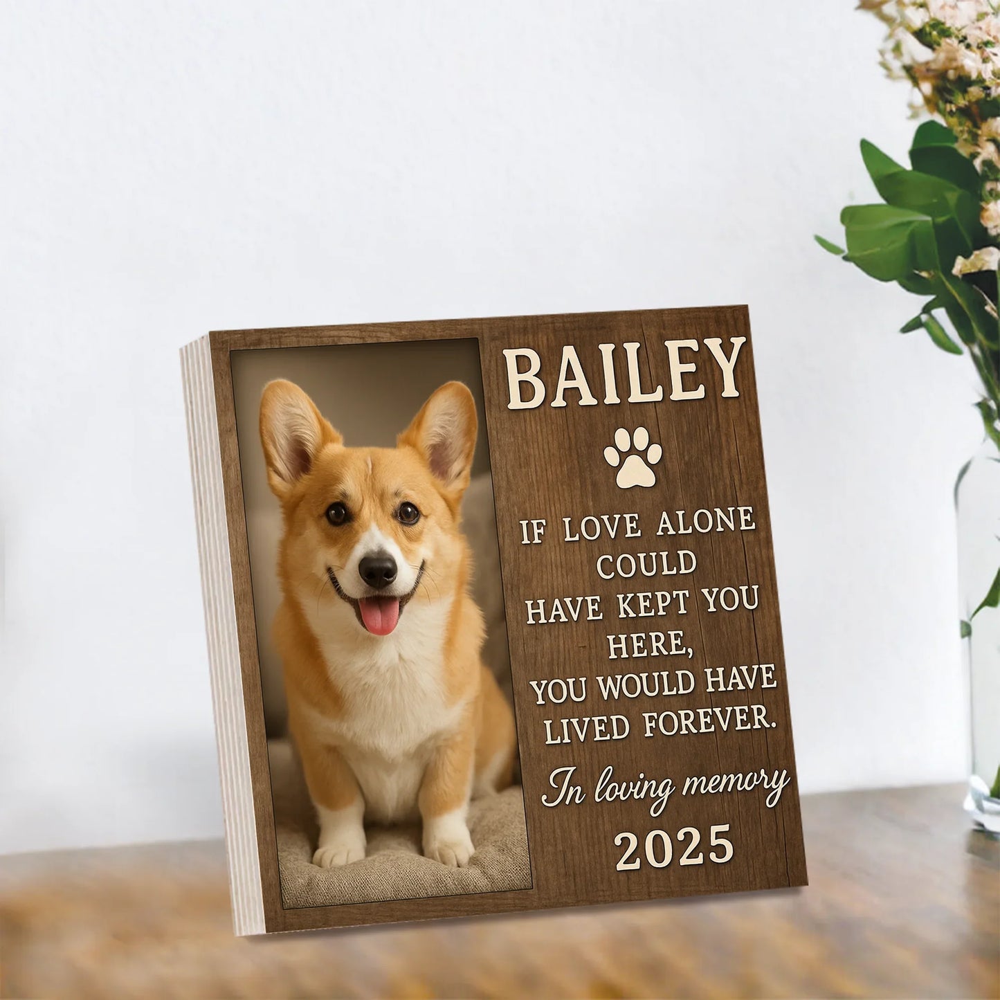 Personalized Pet Memorial Gift – Dog Photo Printed on Wood Frame