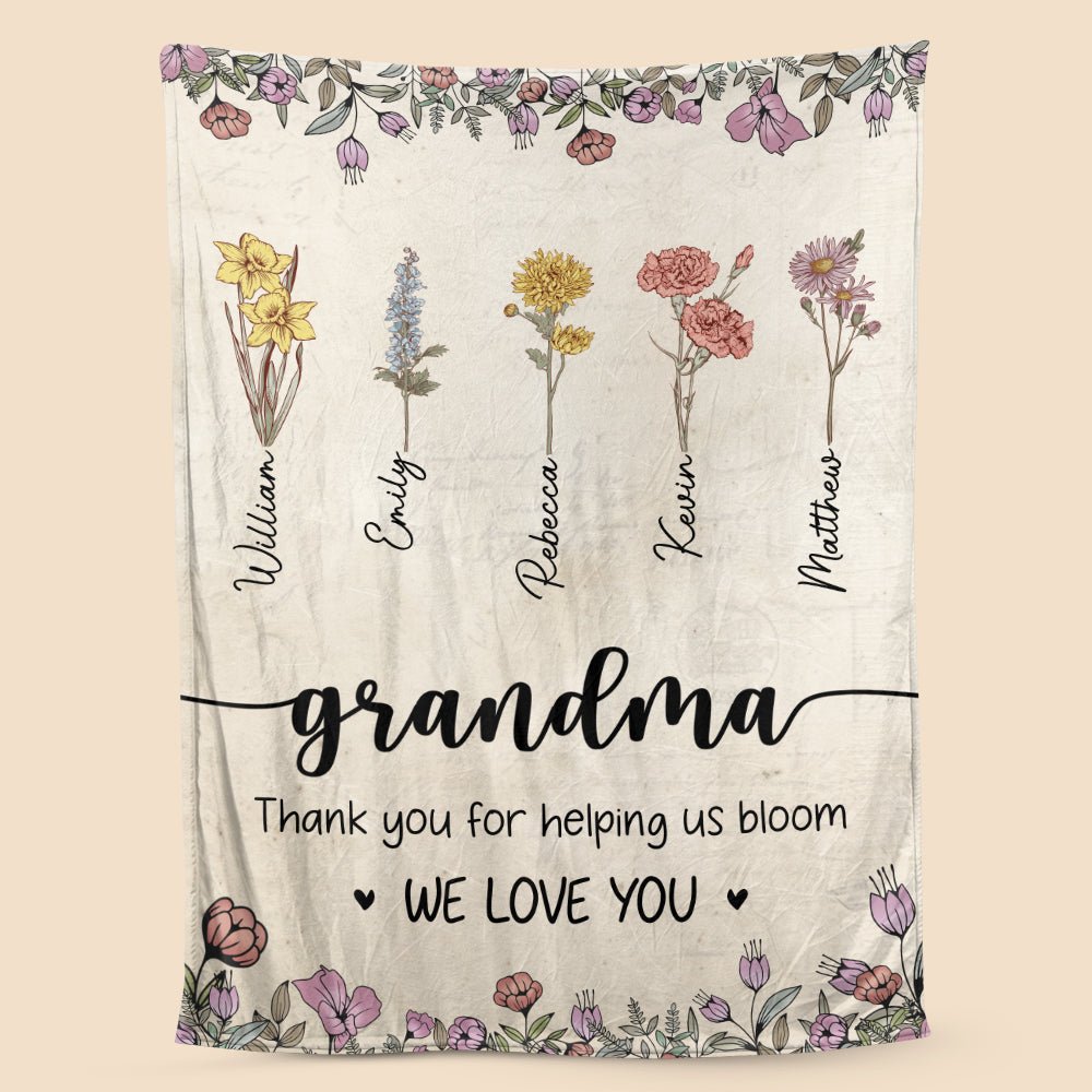 Personalized Grandma’s Garden Flower Blanket Custom Name Gift - PersonalizedFury