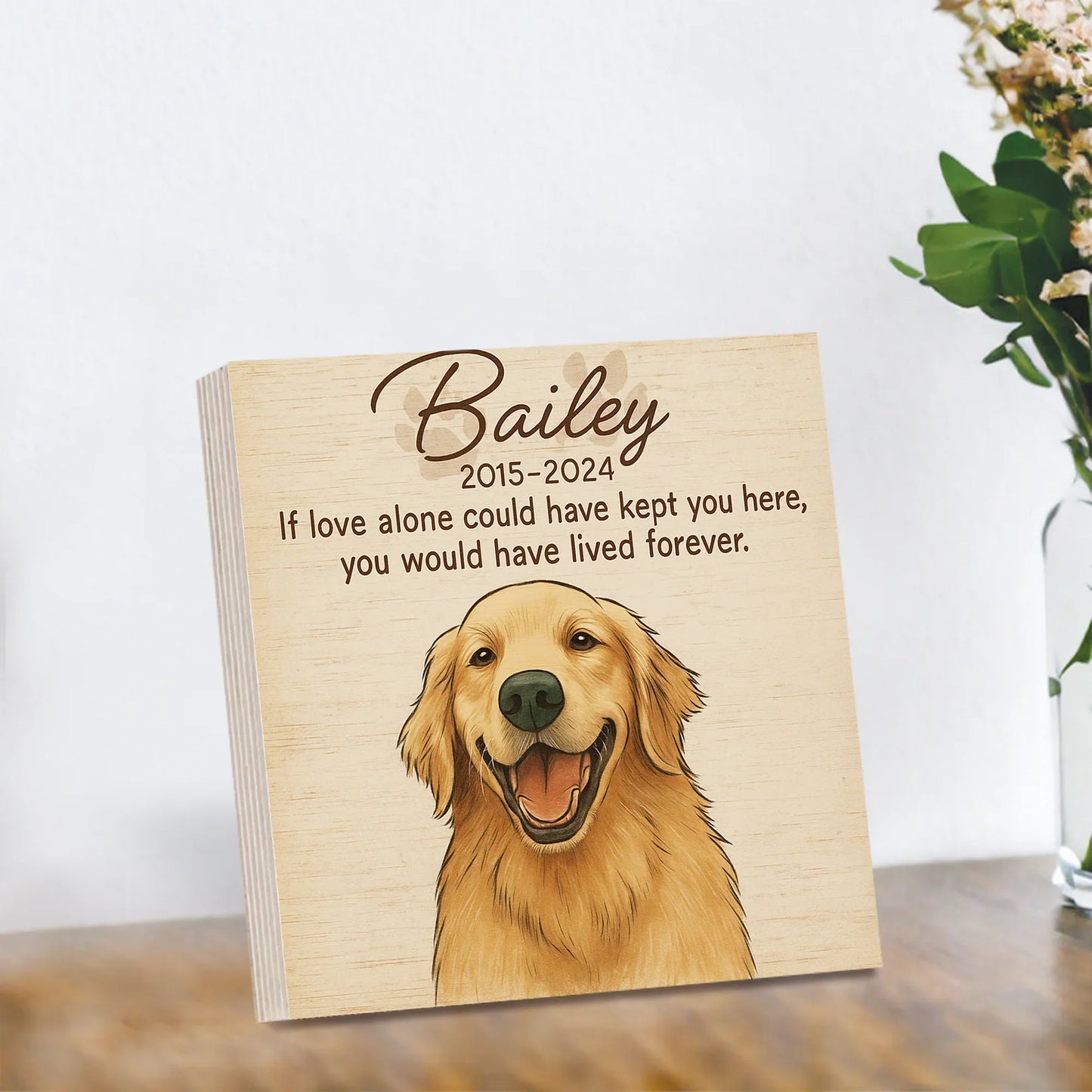 Dog Memorial Frame – Personalized Cartoon Portrait with Pet’s Name