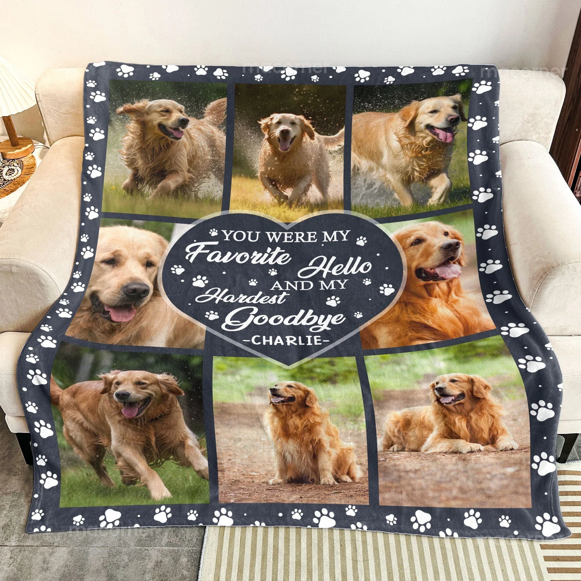 Dog Memorial Blanket – Favorite Hello, Hardest Goodbye - Pet Loss Gift - PersonalizedFury