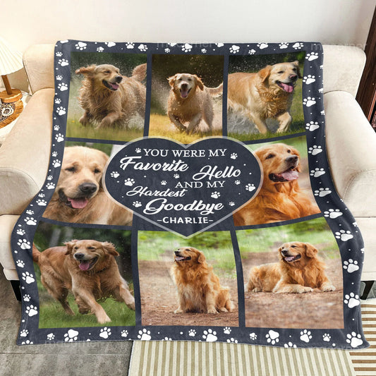 Dog Memorial Blanket – Favorite Hello, Hardest Goodbye - Pet Loss Gift - PersonalizedFury