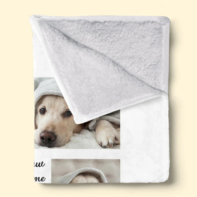 Pet Memorial Blanket – Photo Collage & “Right Here in Your Heart” Quote - PersonalizedFury