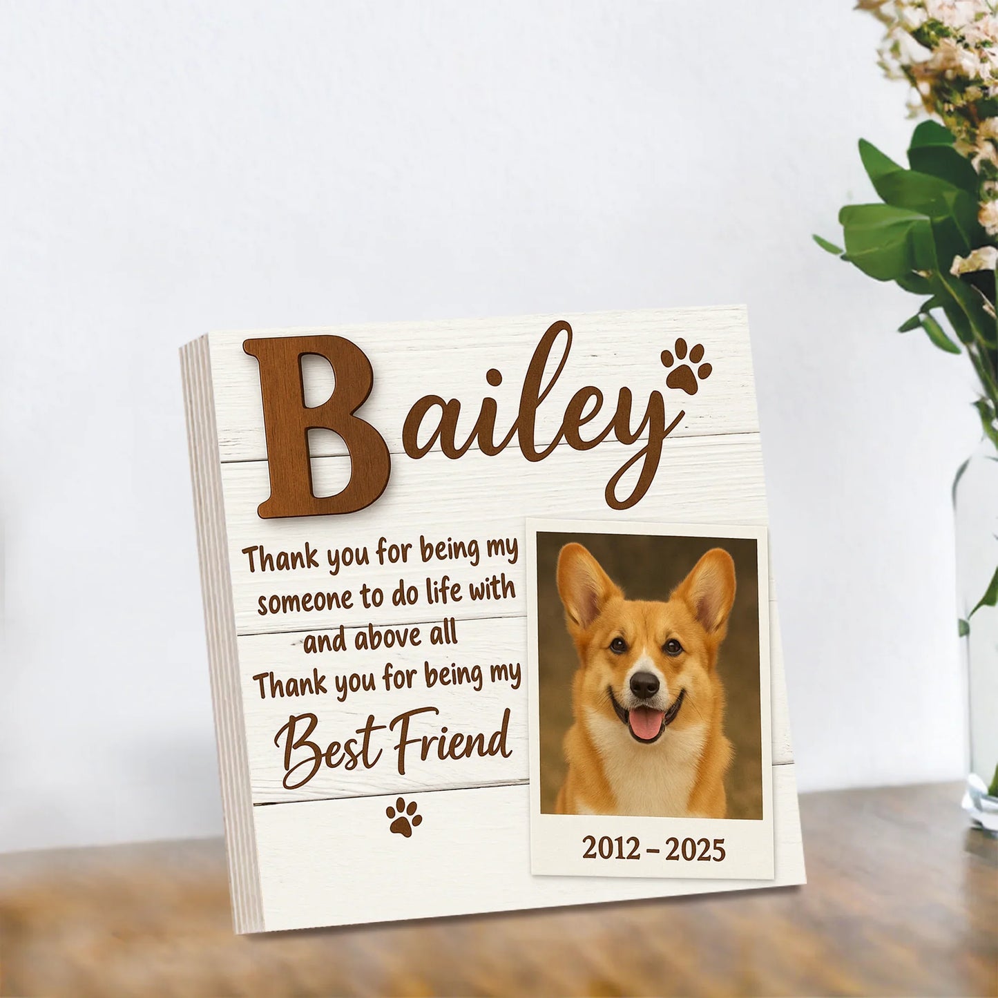 Dog Memorial Gift – Custom Dog Photo Block with Best Friend Quote