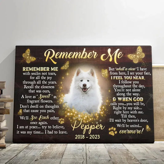 Custom Pet Loss Canvas – “Remember Me” Poem with Photo & Name - PersonalizedFury