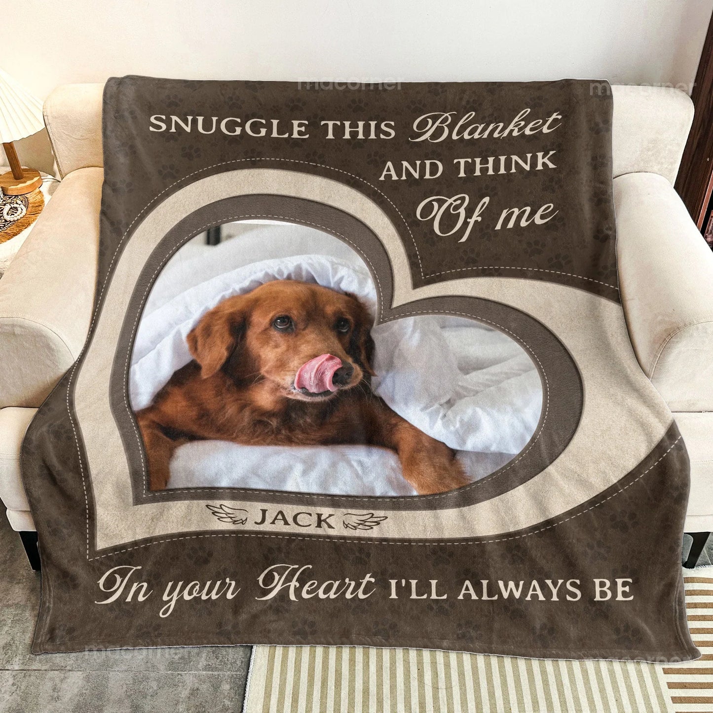 Personalized Dog Memorial Blanket – Snuggle This and Think of Me - PersonalizedFury