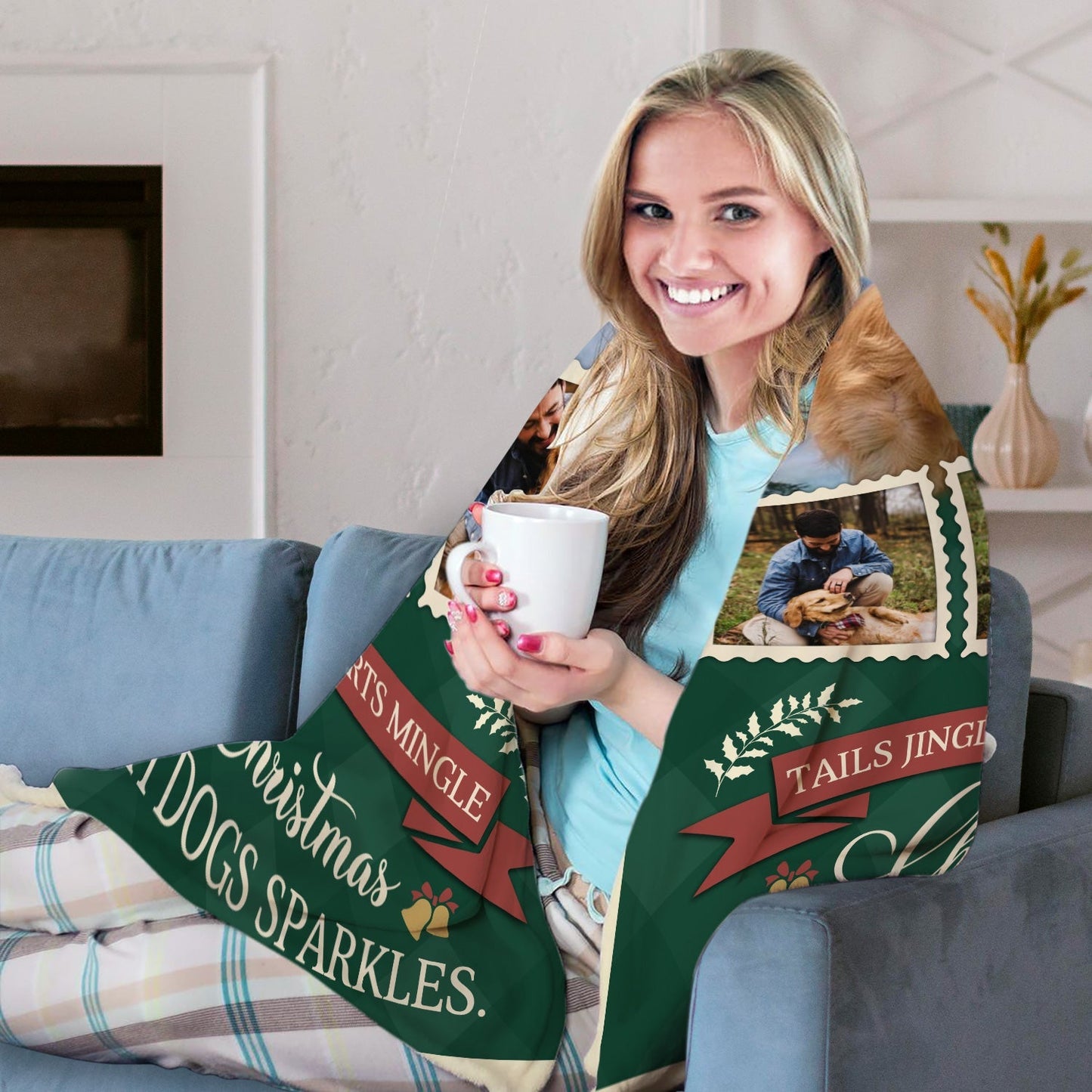 You Left Paw Prints On My Heart - Personalized Christmas gift For Dog Lovers - Custom Blanket