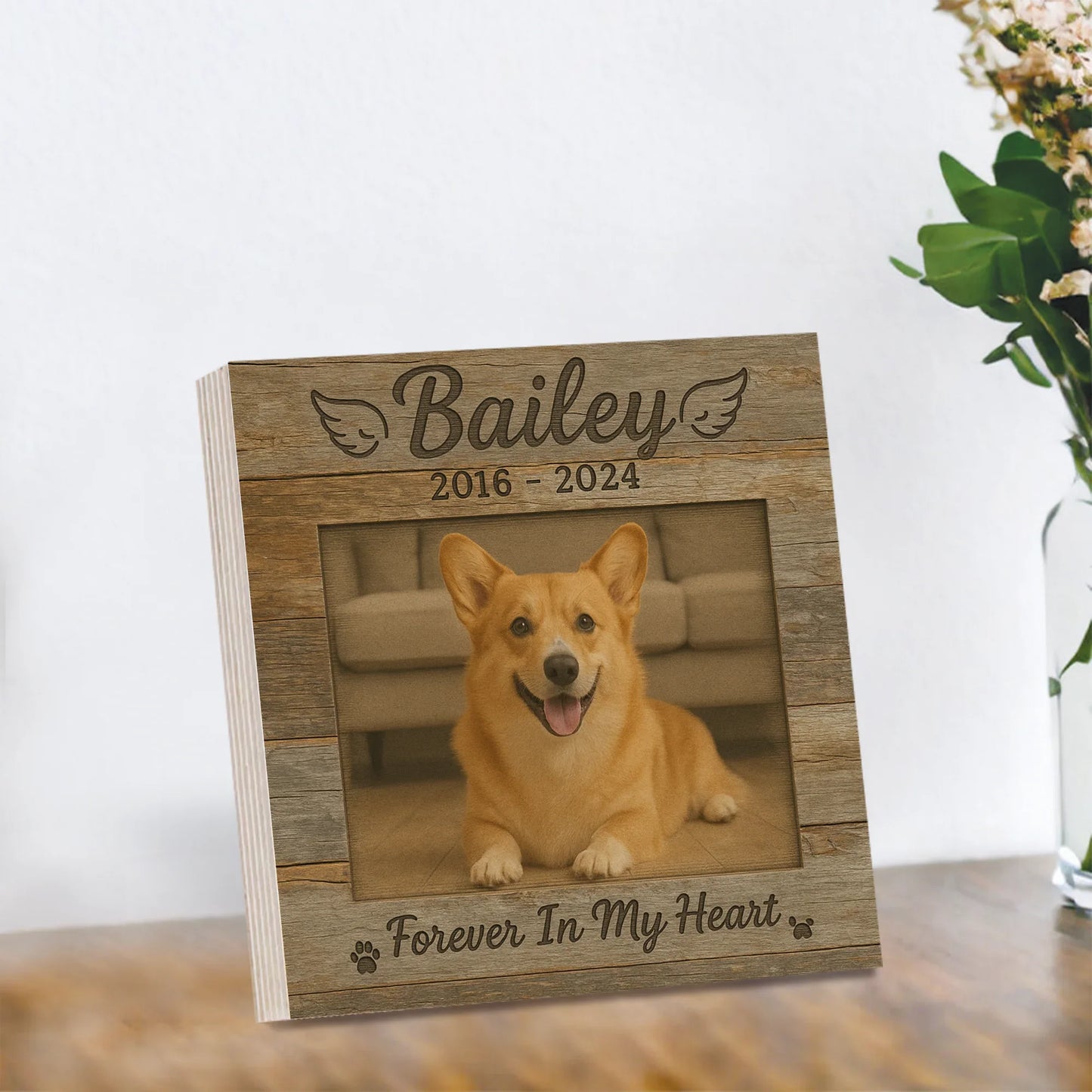 Pet Memorial Gift – Custom Dog Photo Wooden Photo Block