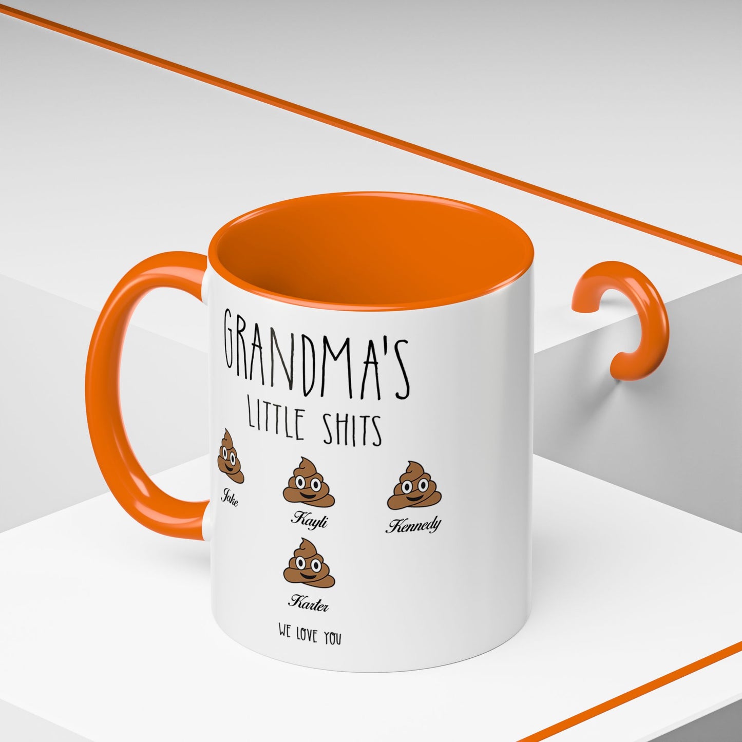 Personalized Grandma with Grandkids Names Accent Coffee Mug - PersonalizedFury